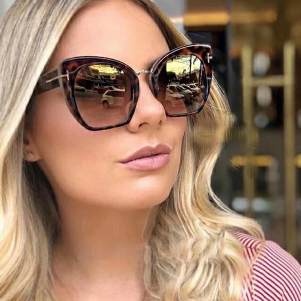 New Leopard Cat Eye SunGlasses with Gold Accents - Picture 1 of 7